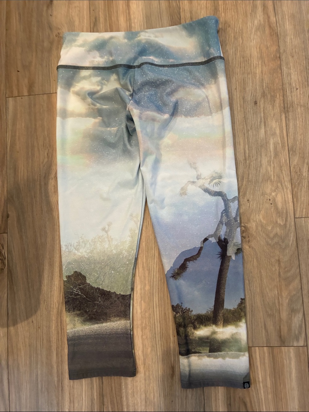 Onzie Ladies Scenic Mountain & Lake Leggings - Blue, Green, Cream size s/ m - Picture 4 of 4